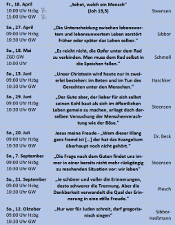 Predigtreihe Bonhoeffer Termine in Passau St. Johannes